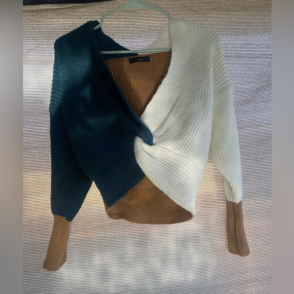 Zaful Twist Knot Color Block Sweater - Picture 3 of 5